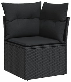 Set Divano da Giardino 6 pz con Cuscini Nero in Polyrattan