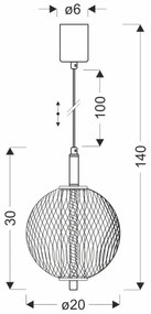 Lampada a sospensione LED su cavo PUMA LED/10W/230V Ø 20 cm, nera