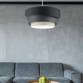 Lampadario Moderno Sbieca bianco paralume antracite e bianco sporco e grigio scuro E27 Ø58cm