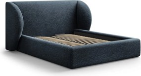 Letto matrimoniale imbottito in blu scuro con contenitore con rete inclusa 180x200 cm Miley – Micadoni