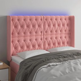 Testiera A Led Rosa 147x16x118/128 Cm İn Velluto /