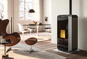 Stufa A Pellet Ermetica Ad Aria Con Uscita Fumi superiore In Acciaio Moka Palazzetti Meghan US 9 Ecofire 805805800