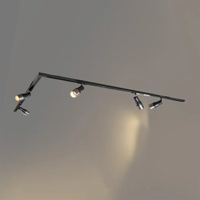 Sistema di illuminazione su binario moderno con 5 faretti in metallo canna di fucile monofase - Iconic Kohua