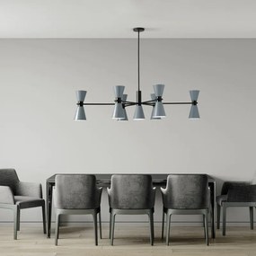 Lampadario Design Graal nero paralume azzurro 13x E27 ø133cm MILOOX