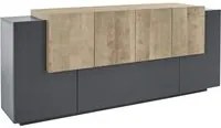 Madia 7 ante per Soggiorno Moderna 200x40/45x86cm - ZENITH Colore: Antracite