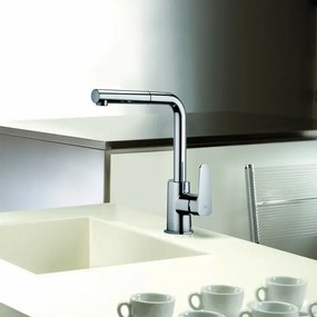 Rubinetto cucina e lavanderia Paffoni Sly con doccetta estraibile in ottone cromo