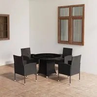 Set da Pranzo da Giardino 5 pz in Polyrattan Nero cod mxl 41463