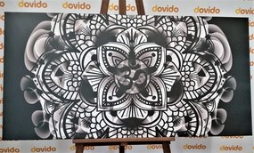Quadro su tela – Mandala della salute in bianco e nero