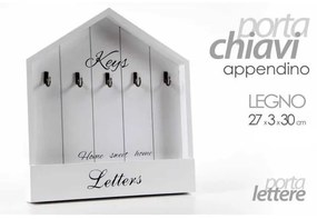 Trade Shop - Portachiavi Lettere Posta Appendino Tavolo Da Parete Muro Legno 27x3x30cm 715358