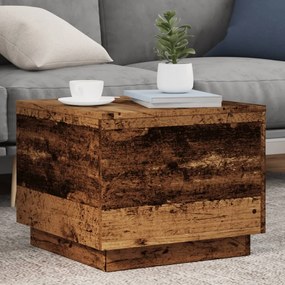 Tavolino Da Salotto Con Luci Led Legno Antico 50x50x40 Cm /