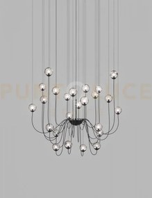 Puppet sospensione 24p fume' trasparente nero opaco 24 luci attacco g9