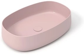 Lavabo da appoggio Wave OLYMPIA CERAMICA ovale in ceramica L 60 x H 14 x P 40 cm rosa lucido piletta non inclusa