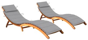 Lettini Prendisole 2 Pz Con Cuscini İn Legno Massello Dacacia /