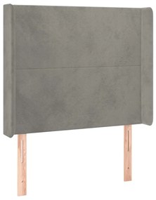 Testiera ad orecchio grigio chiaro 103x16x118/128 cm in velluto