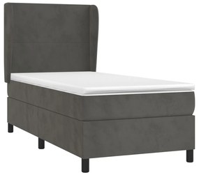 Giroletto a molle con materasso grigio scuro 90x190 cm velluto