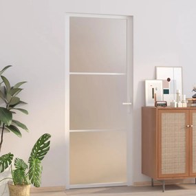Porta Interna 83x201,5 Cm Bianco Opaco Vetro E Alluminio /