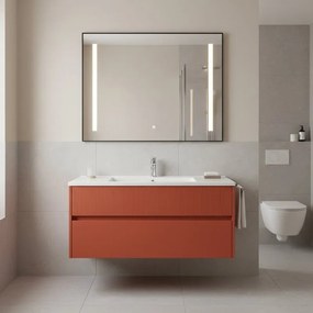 Mobile da bagno sospeso sotto lavabo Niwa 2 cassetti ideale per doppia vasca L119.5 x H50 x P45.5cm paprika cannettato