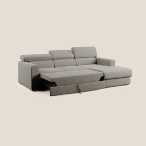 Dylan divano angolare con pouf estraibile poggiapiedi in tessuto simil cotone impermeabile T13 tortora