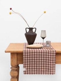 Runner da tavolo in lino Chocolate Gingham