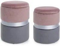 Set due pouf moderni apribili grigio rosa grigio