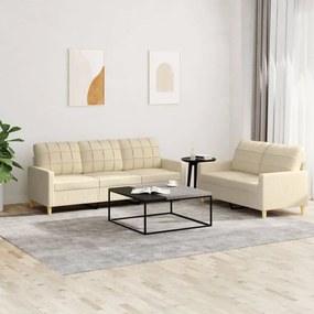 Set Di Divani 2 Pz Con Cuscini Crema İn Tessuto /