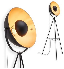 Lampada da terra Brilloner treppiede oro e nero, in metallo, H 148 cm,