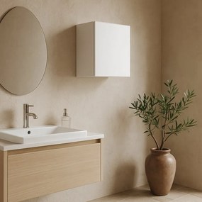 Pensile bagno Portofino bianco in vetro, 1 anta apertura da sinistra P 15 x L 30 x H 30 cm