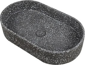 Lavabo da appoggio ovale con finitura terrazzo nero | KTERL-600N - KAMALU