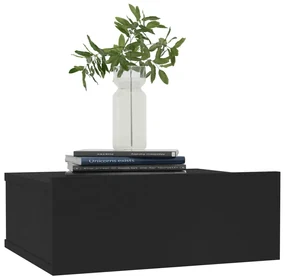 Comodino pensile nero 40x30x15 cm in truciolato