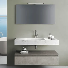 Mobile Bagno Sospeso 90 Cm Un Cassetto Specchio Con Illuminazione Led Italbagno "Surf"