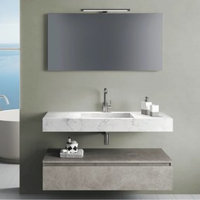 Mobile Bagno Sospeso 90 Cm Un Cassetto Specchio Con Lampada Led 80x60 Cm Italbagno "Surf"
