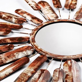 Specchio da parete SOLE diametro 75 cm marrone