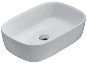 Globo Genesis Lavabo 60x40 da Appoggio senza foro e troppopieno in ceramica Bianco Lucido