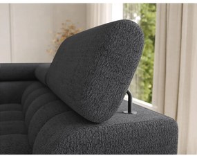 Divano angolare grigio scuro allungabile (con penisola a destra/a U) con rivestimento in bouclé Feraria – ELTAP