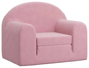 Divano letto per bambini rosa in morbido peluche