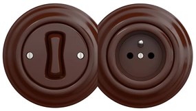 Kliklap - Interruttore unipolare retrò n. 1 e presa 230 V con cornice marrone