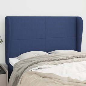 Testiera Ad Orecchio Blu 147 X 23 X 118/128 Cm İn Tessuto /