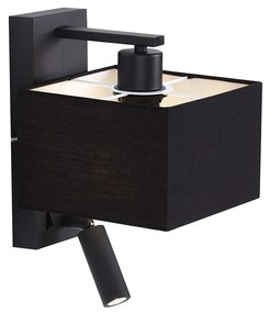 Lampada da parete moderna quadrata nera con luce di lettura - Puglia