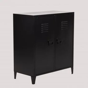 Credenza Armadietto A 2 Ante Pohpli In Acciaio Nero Carbone - Sklum