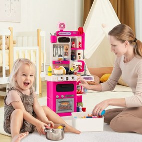 Costway Cucina per gioco di finzione con suoni e luci realistici e 54 accessori, Set cucina giocattolo per bambini 3+ anni 2 Colori