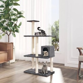 Albero Per Gatti Con Tiragraffi İn Sisal Grigio Scuro 119 Cm /