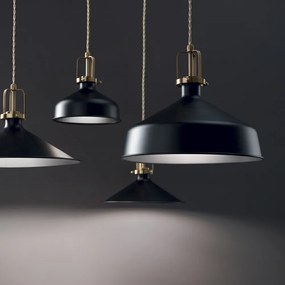 Sospensione Industrial-Minimal Eris-3 Metallo Nero 1 Luce E27