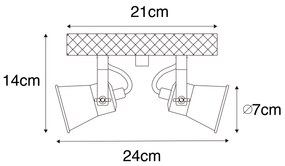 Faretto country nero con legno 2 luci regolabile - Jelle