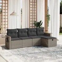 Set Divano da Giardino 5 pz con Cuscini Grigio in Polyrattan 3263776