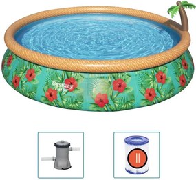 Set Piscina Gonfiabile Palme Paradisiache Fast Set 457x84 cm Bestway