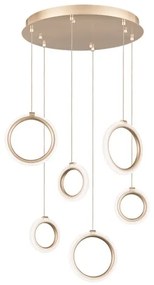 Lampada a sospensione in metallo verniciato 6 Luci ORO 45 cm a Led PINTA