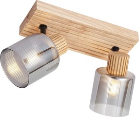Faretto Smart in legno con vetro fumé 2 luci orientabile e inclinabile incl. WiFi G45 - Gracy