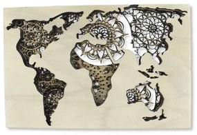 Quadro Cartina Mondo in legno - Medio