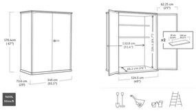 Box Porta Attrezzi Da Esterno In Resina 140x73,6x170,4H Cm High Store Grigio Effetto Legno Keter