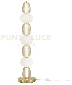 Piantana led totem oro 40w 4000lm 3000k 25x108,8cm in metallo e vet...